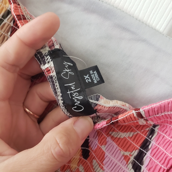 Crystal Sky 2XL Floral Puff Cotton Sleeve Dress Safari Colorful Tropical #48 - Picture 9 of 9